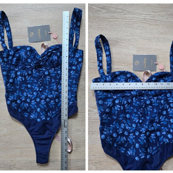 HOUSE OF CB “Savia” Floral Corset Bodysuit in sapphire blue Small  New With Tags - Picture 14 of 17